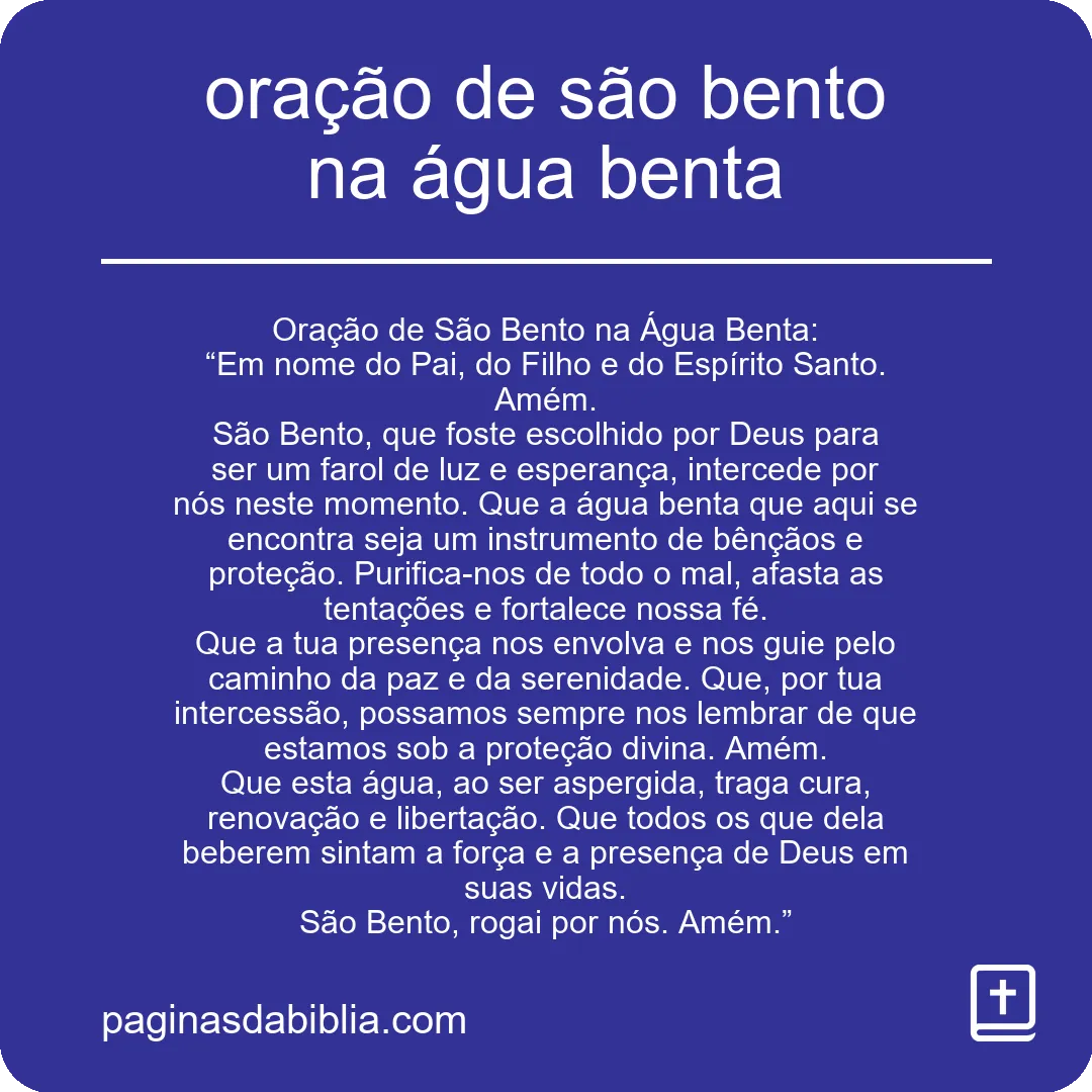 oração de são bento na água benta