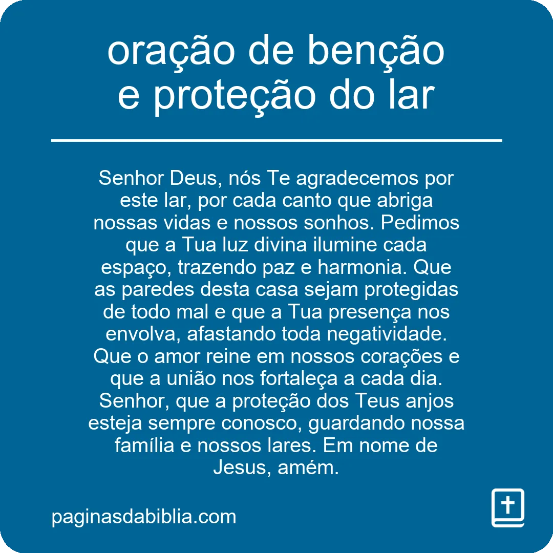 oração de benção e proteção do lar