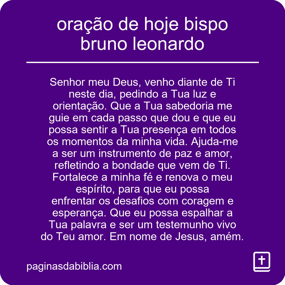 oração de hoje bispo bruno leonardo