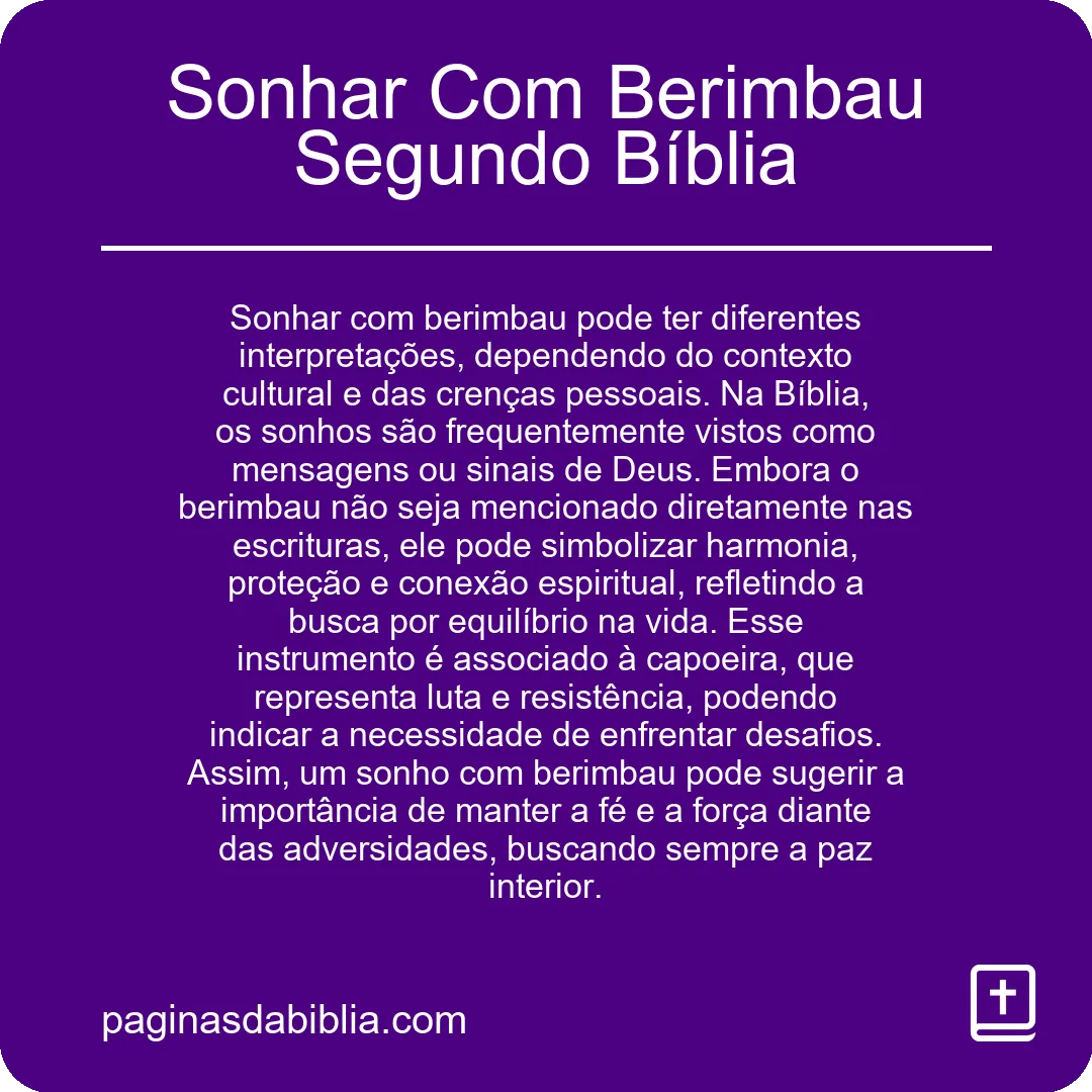 Sonhar Com Berimbau Segundo Bíblia