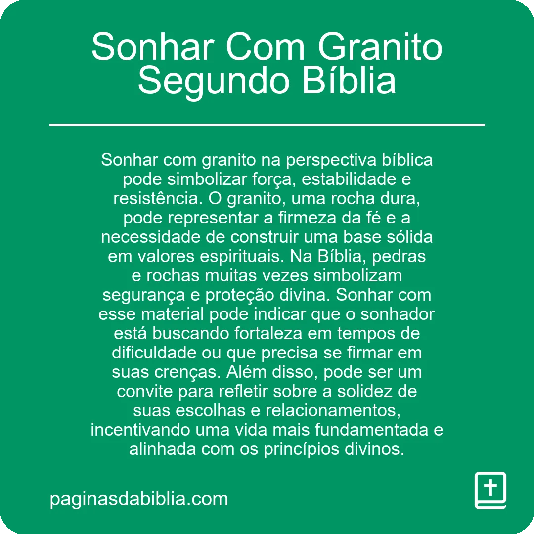 Sonhar Com Granito Segundo Bíblia