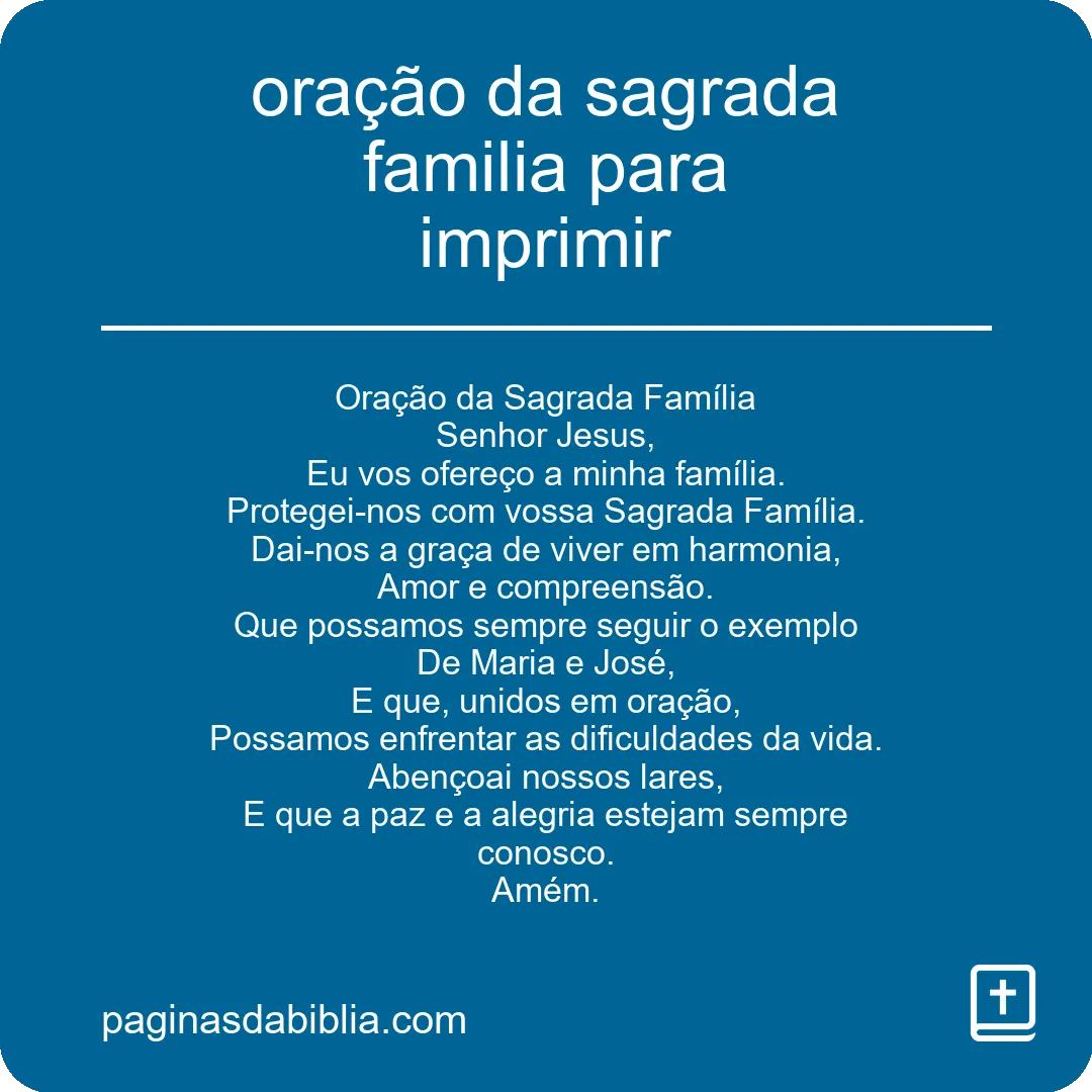 oração da sagrada familia para imprimir