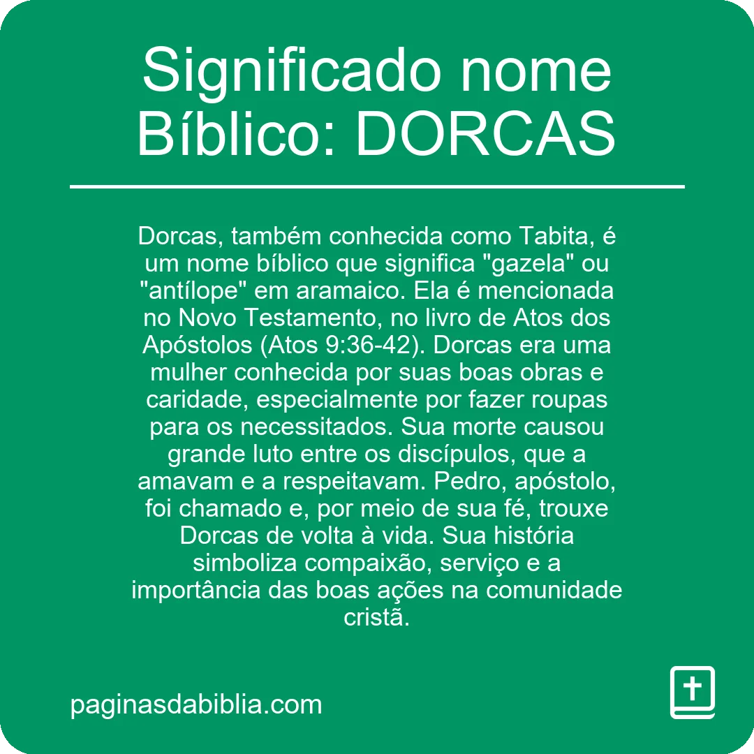 Significado nome Bíblico: DORCAS