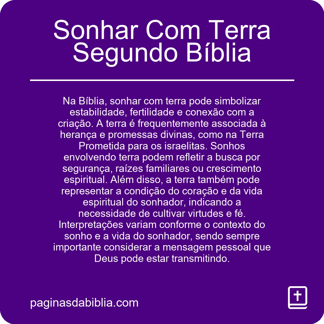 Sonhar Com Terra Segundo Bíblia