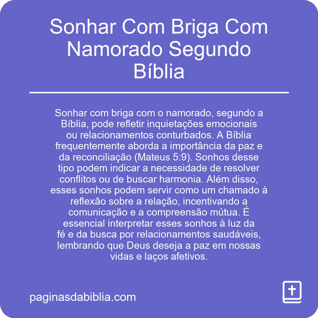 Sonhar Com Briga Com Namorado Segundo Bíblia