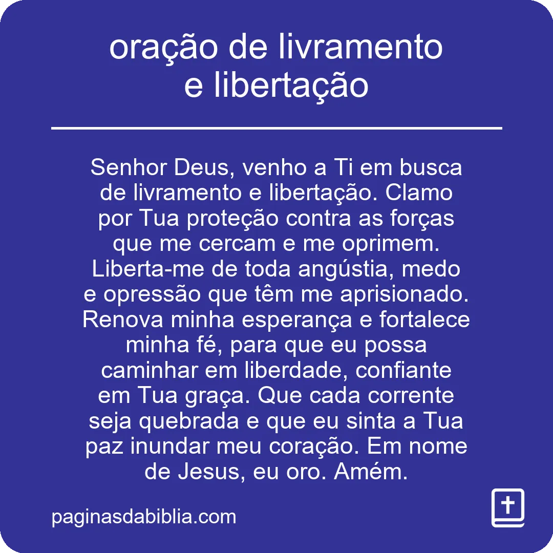 oração de livramento e libertação