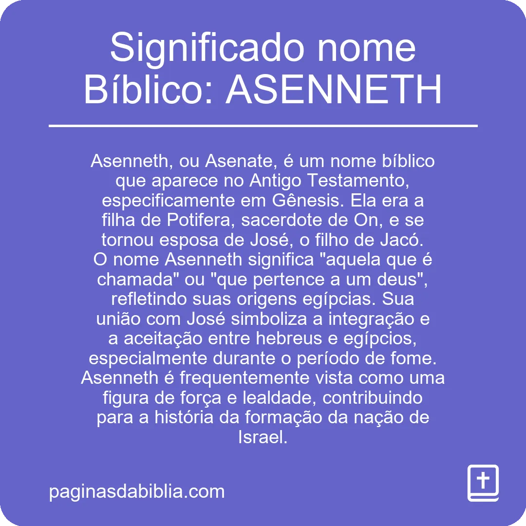 Significado nome Bíblico: ASENNETH