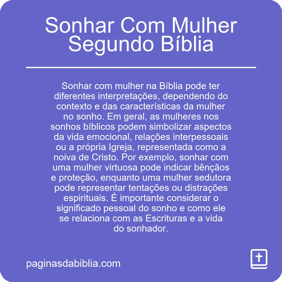 Sonhar Com Mulher Segundo Bíblia