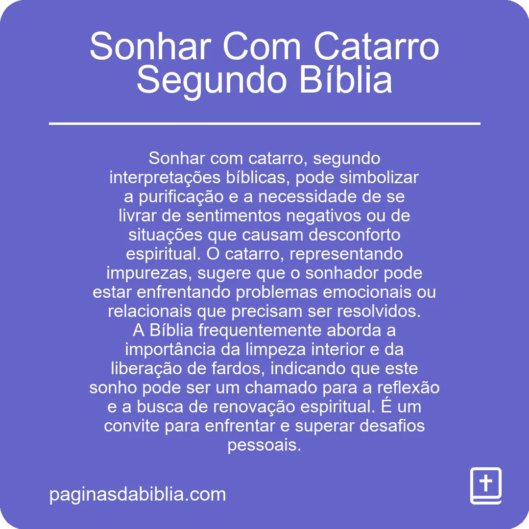 Sonhar Com Catarro Segundo Bíblia