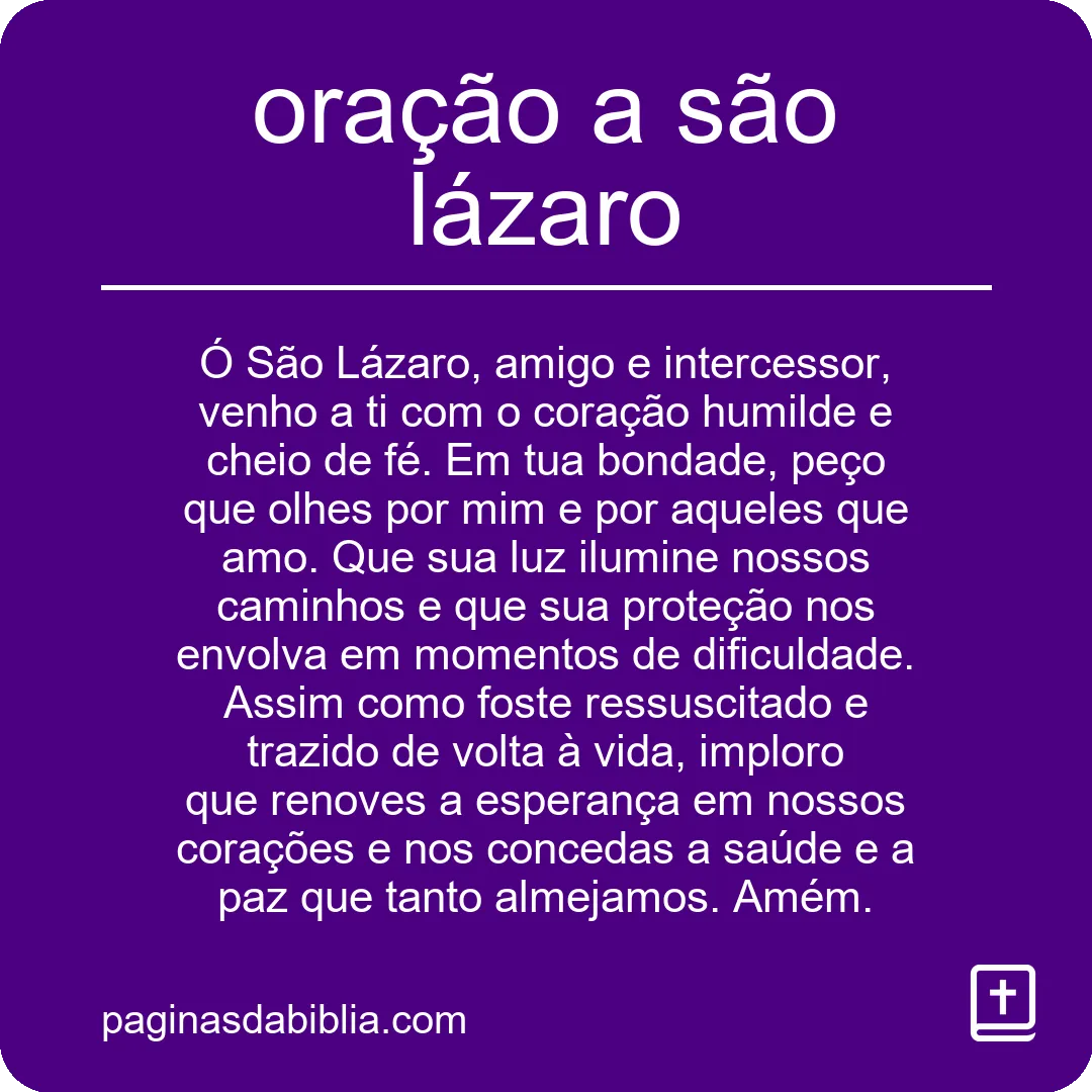 oração a são lázaro