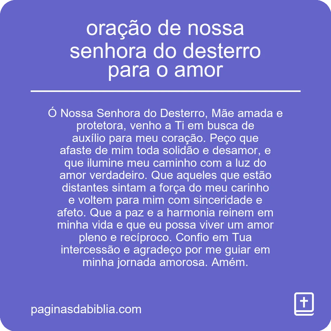 oração de nossa senhora do desterro para o amor