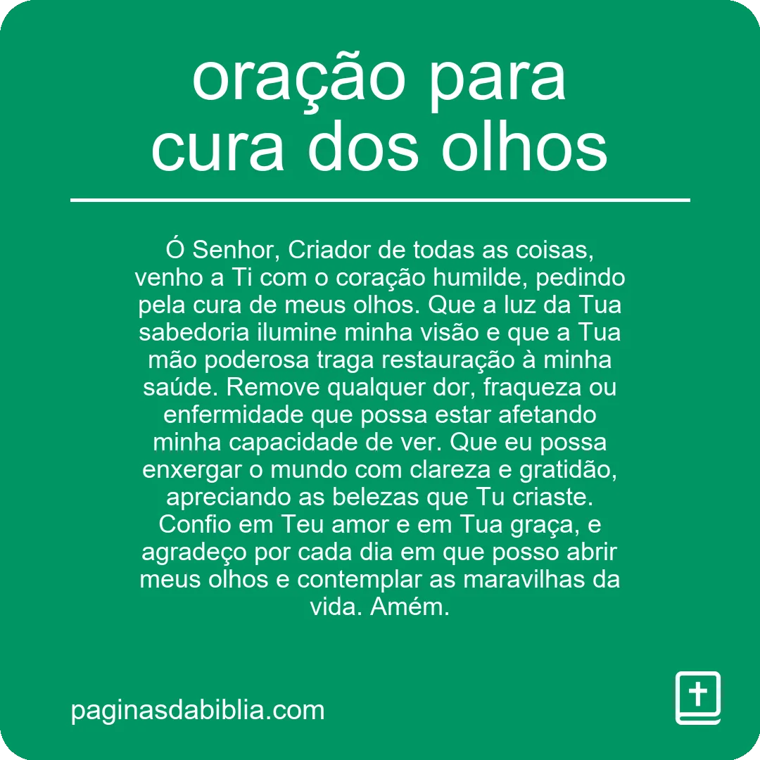 oração para cura dos olhos