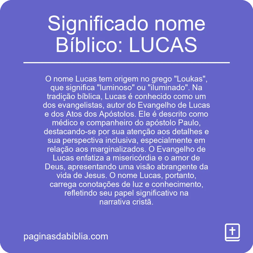 Significado nome Bíblico: LUCAS