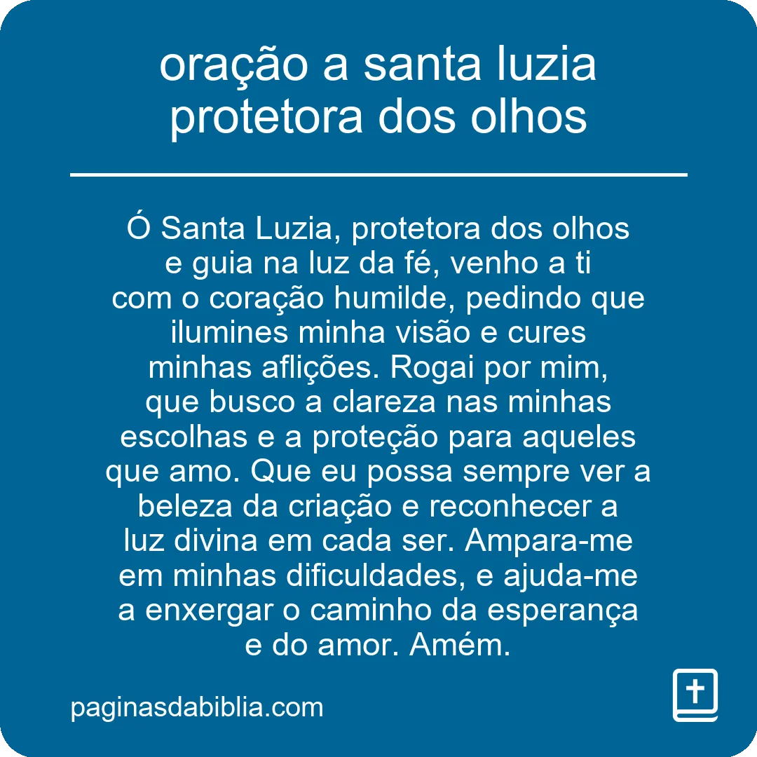 oração a santa luzia protetora dos olhos