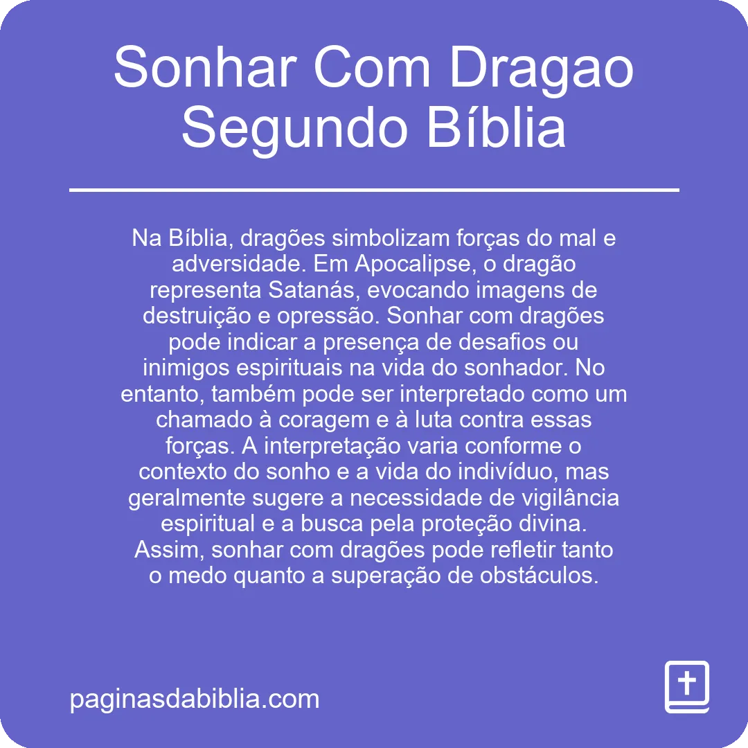 Sonhar Com Dragao Segundo Bíblia