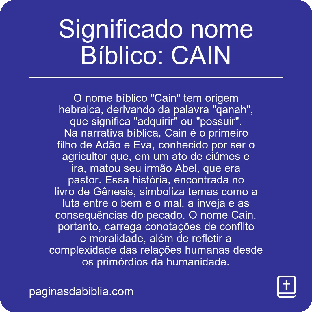 Significado nome Bíblico: CAIN