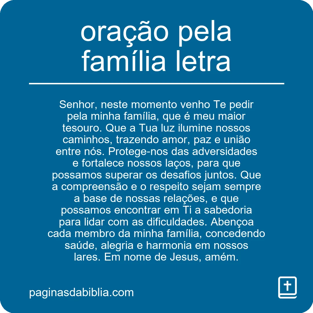 oração pela família letra