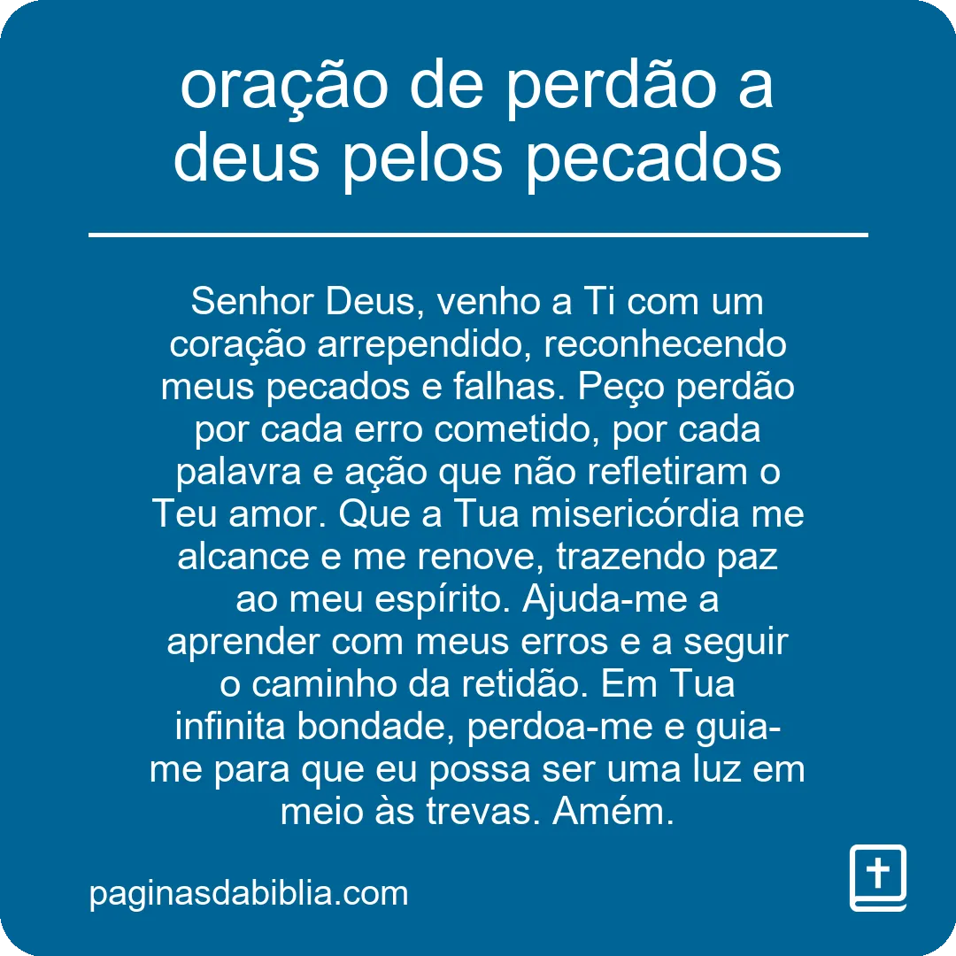 oração de perdão a deus pelos pecados