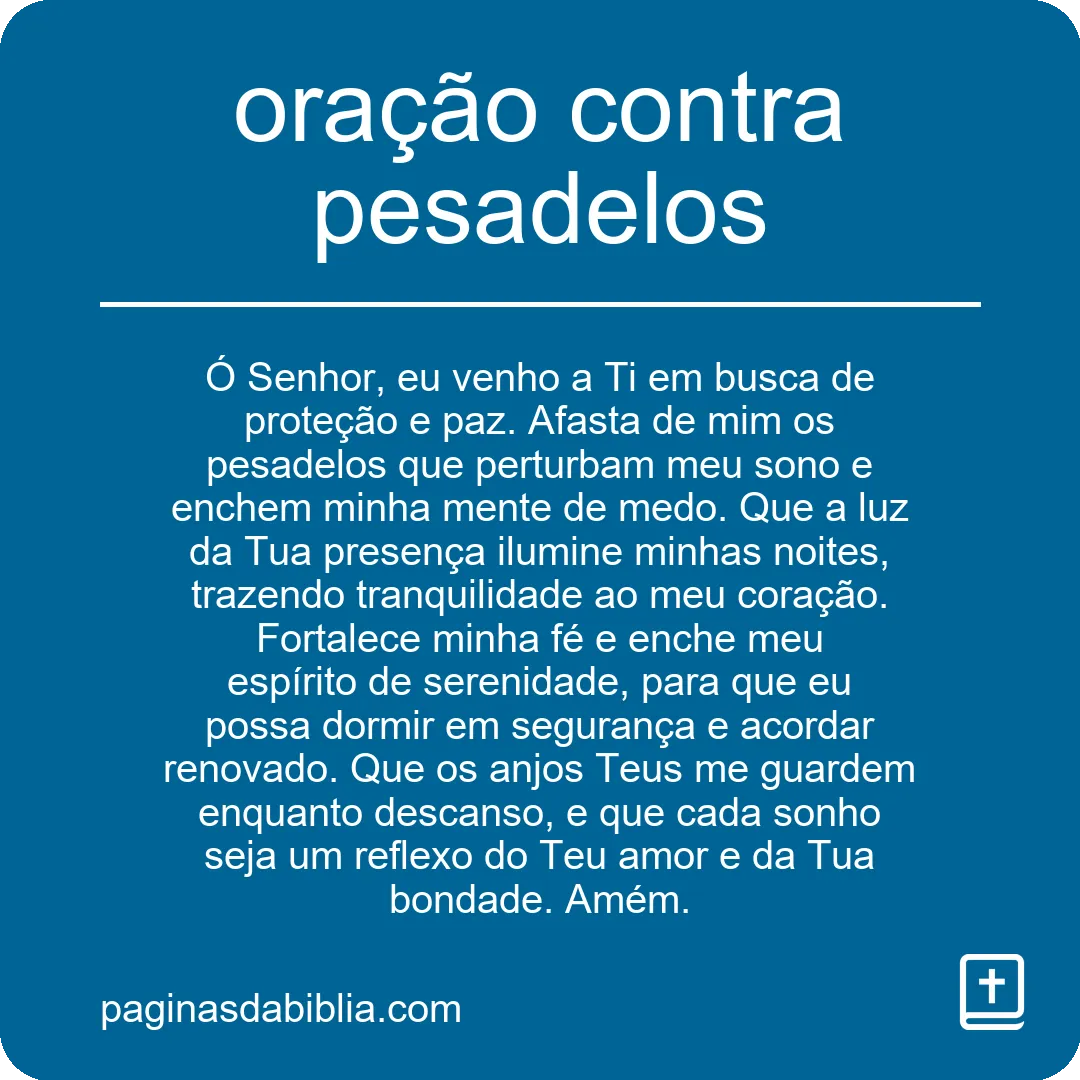 oração contra pesadelos