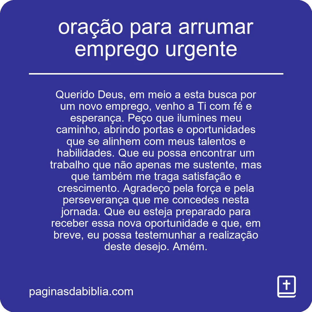 oração para arrumar emprego urgente