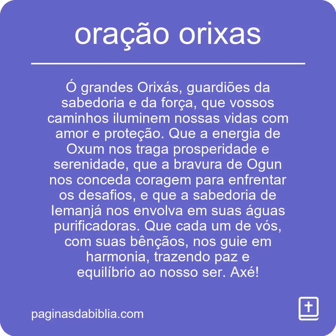 oração orixas