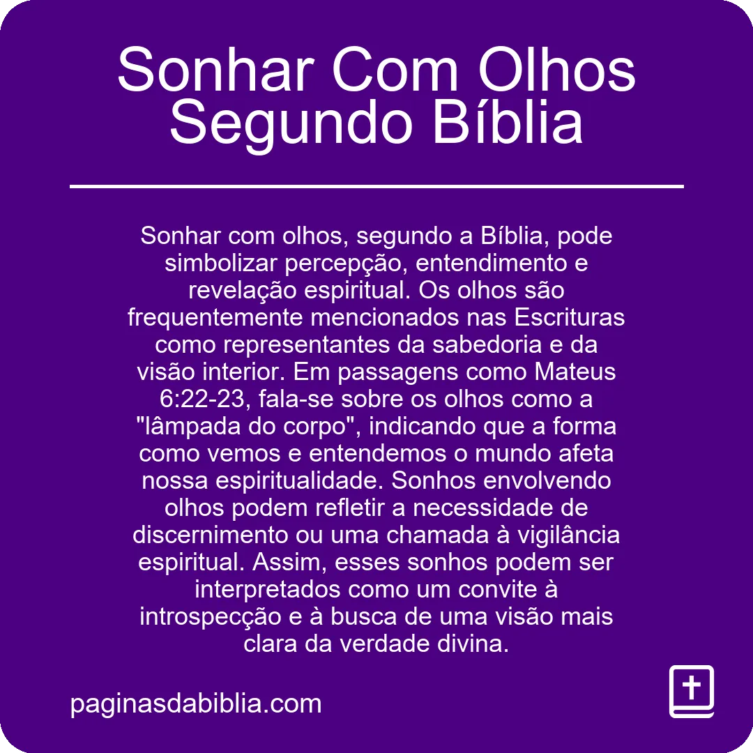 Sonhar Com Olhos Segundo Bíblia