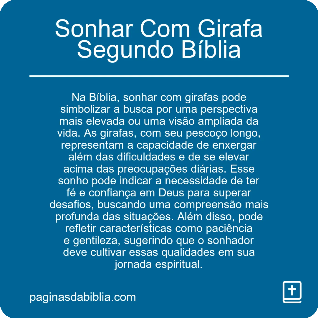 Sonhar Com Girafa Segundo Bíblia