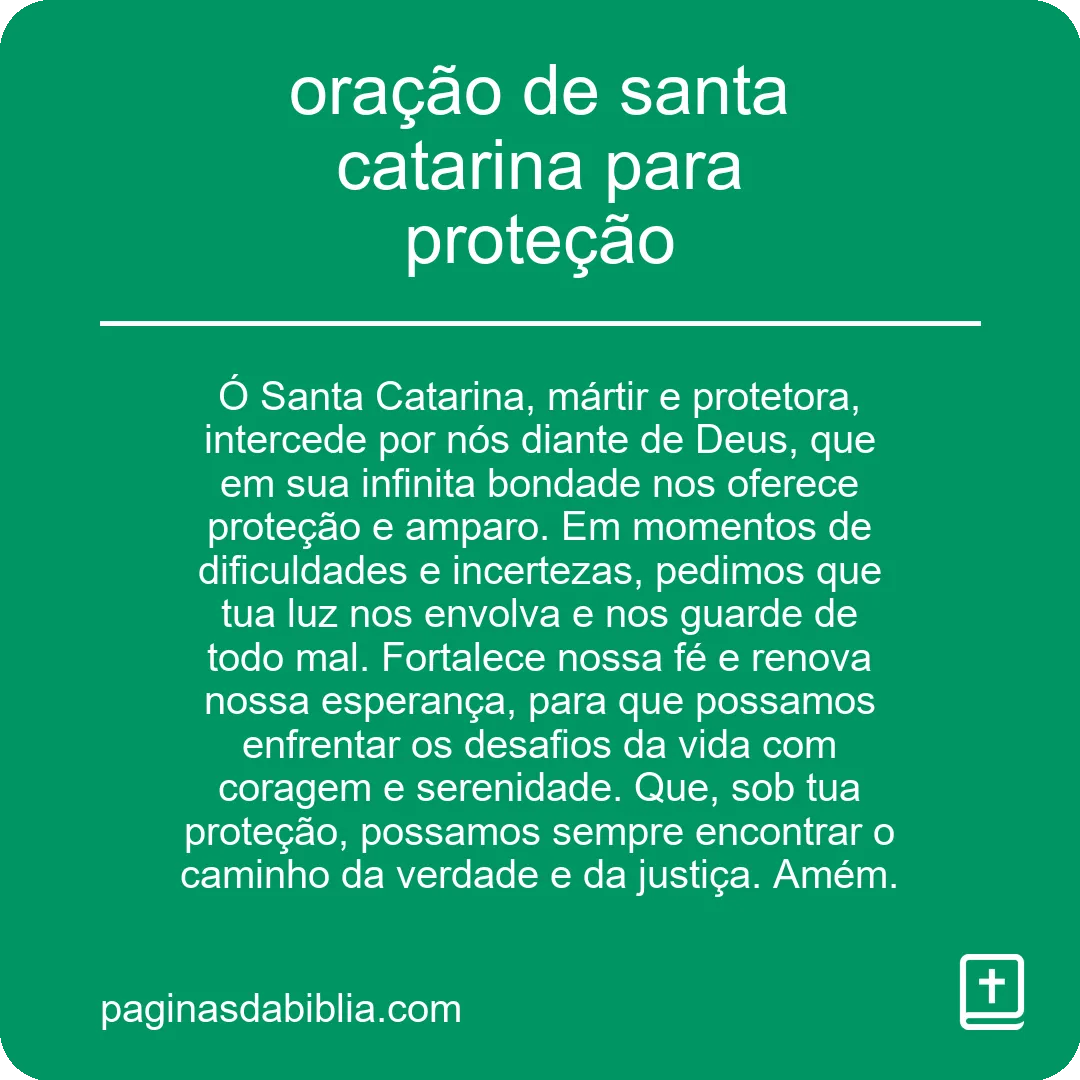 oração de santa catarina para proteção