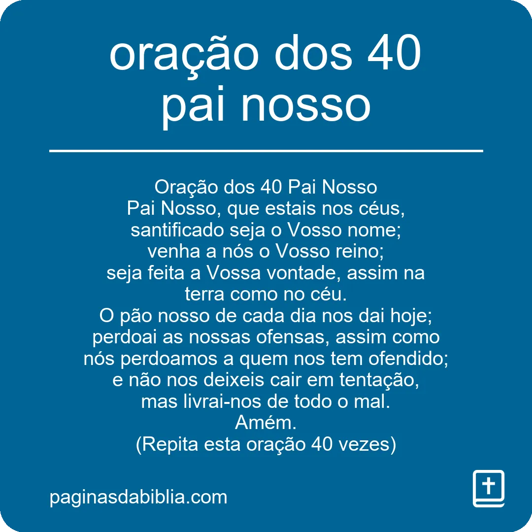 oração dos 40 pai nosso