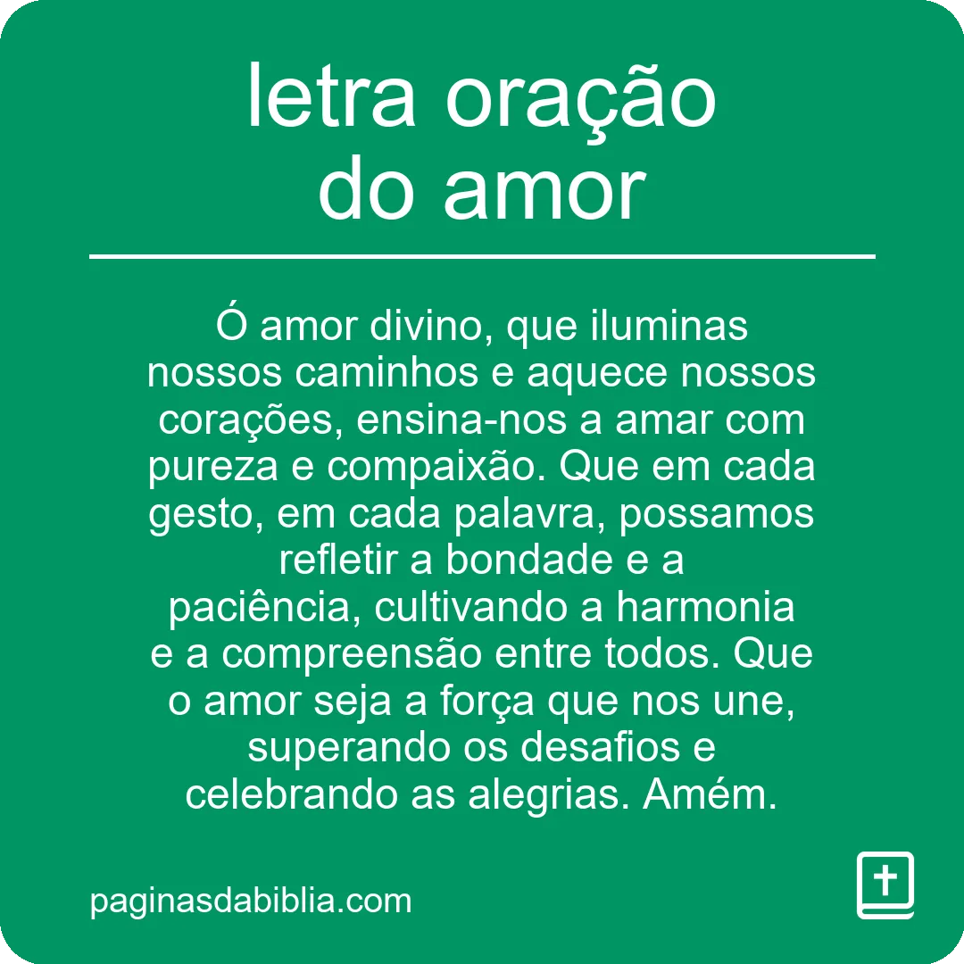 letra oração do amor