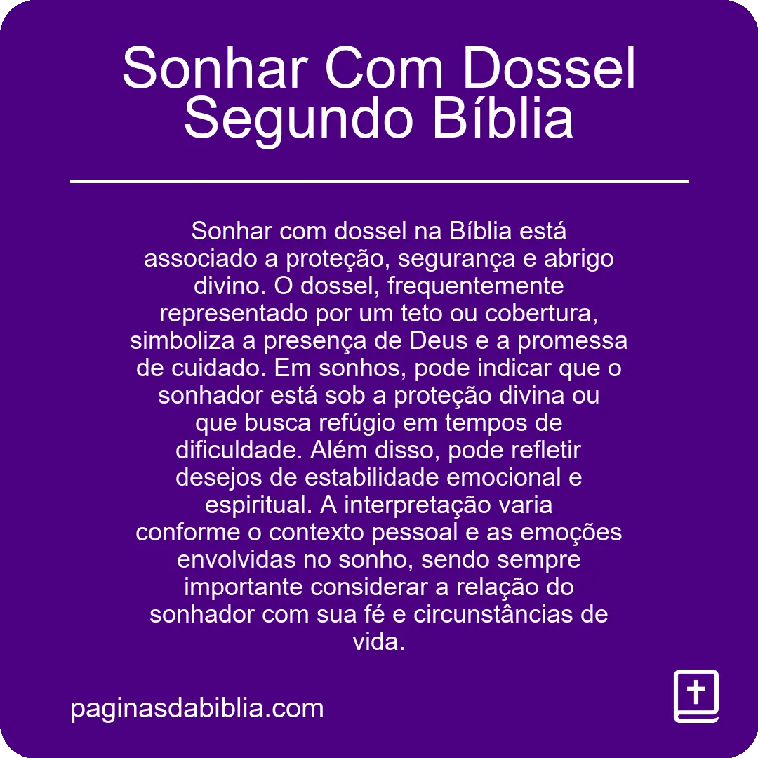 Sonhar Com Dossel Segundo Bíblia