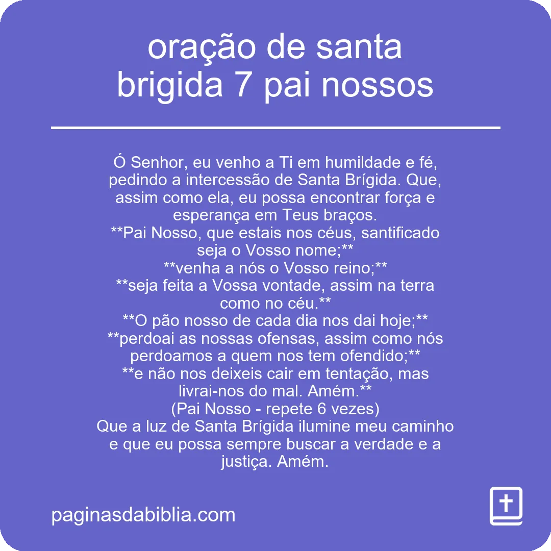 oração de santa brigida 7 pai nossos