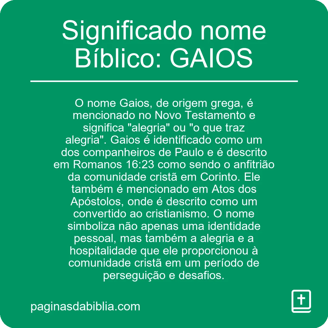 Significado nome Bíblico: GAIOS