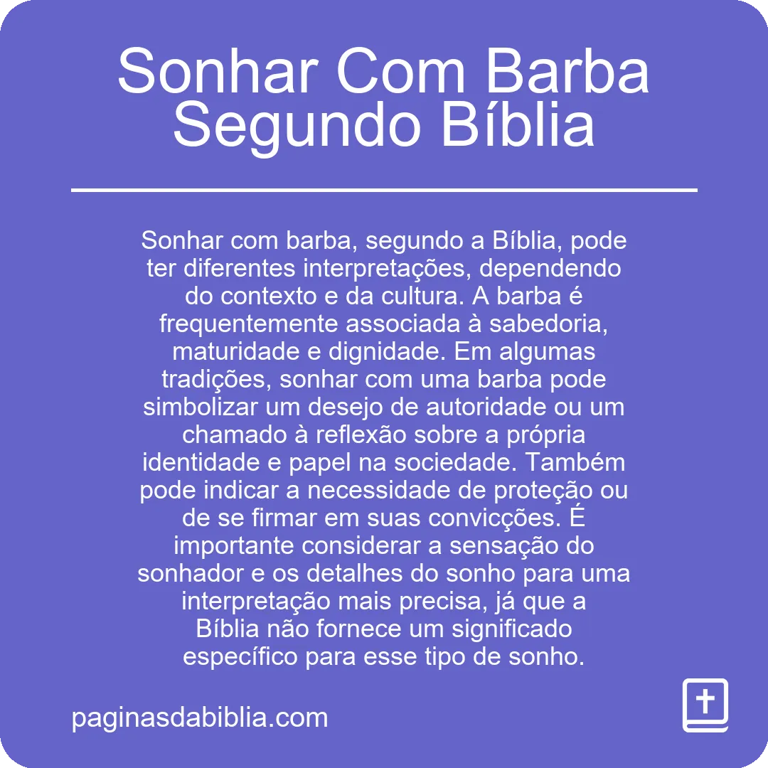 Sonhar Com Barba Segundo Bíblia