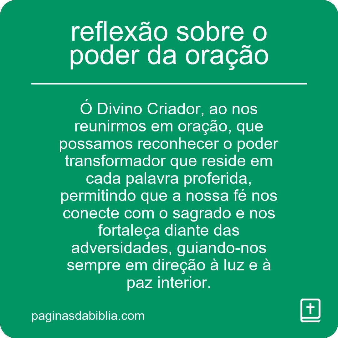 reflexão sobre o poder da oração