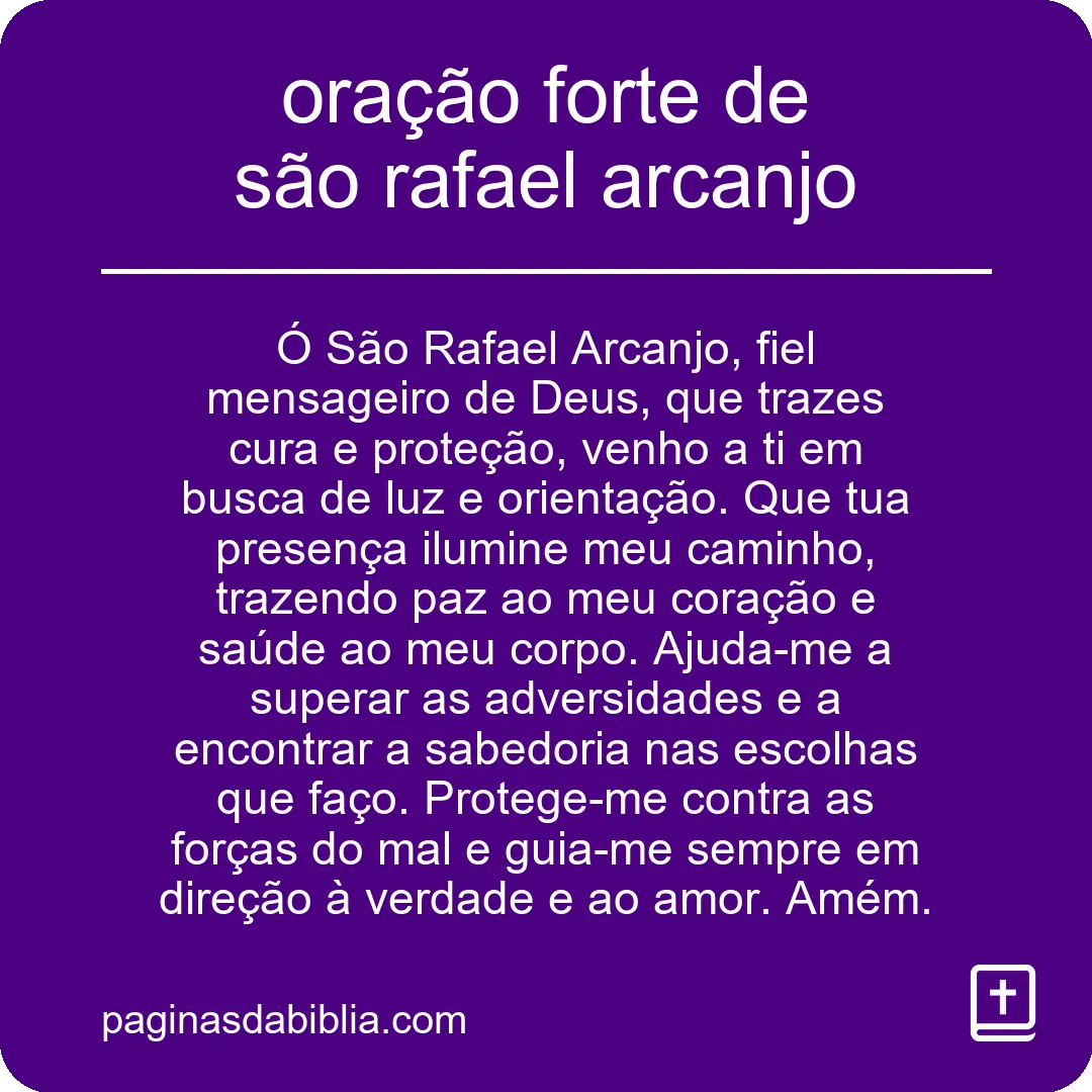 oração forte de são rafael arcanjo