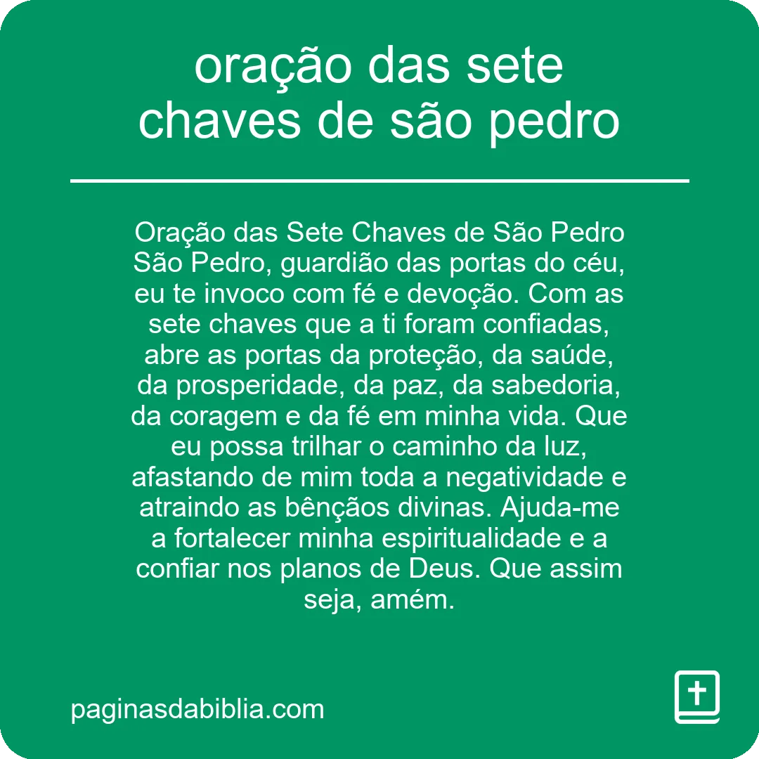 oração das sete chaves de são pedro