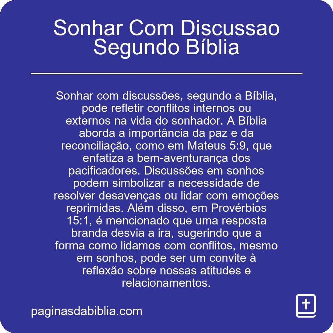 Sonhar Com Discussao Segundo Bíblia