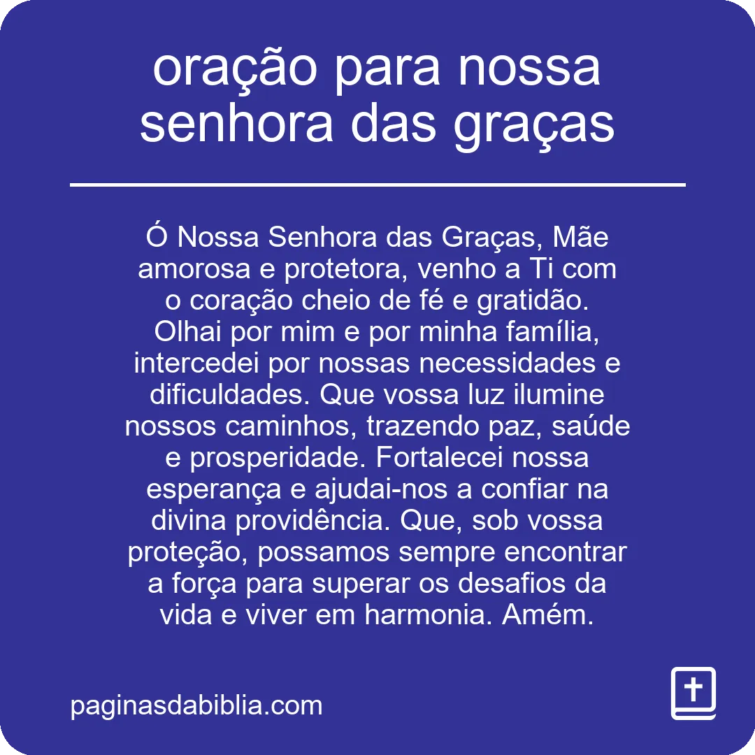 oração para nossa senhora das graças