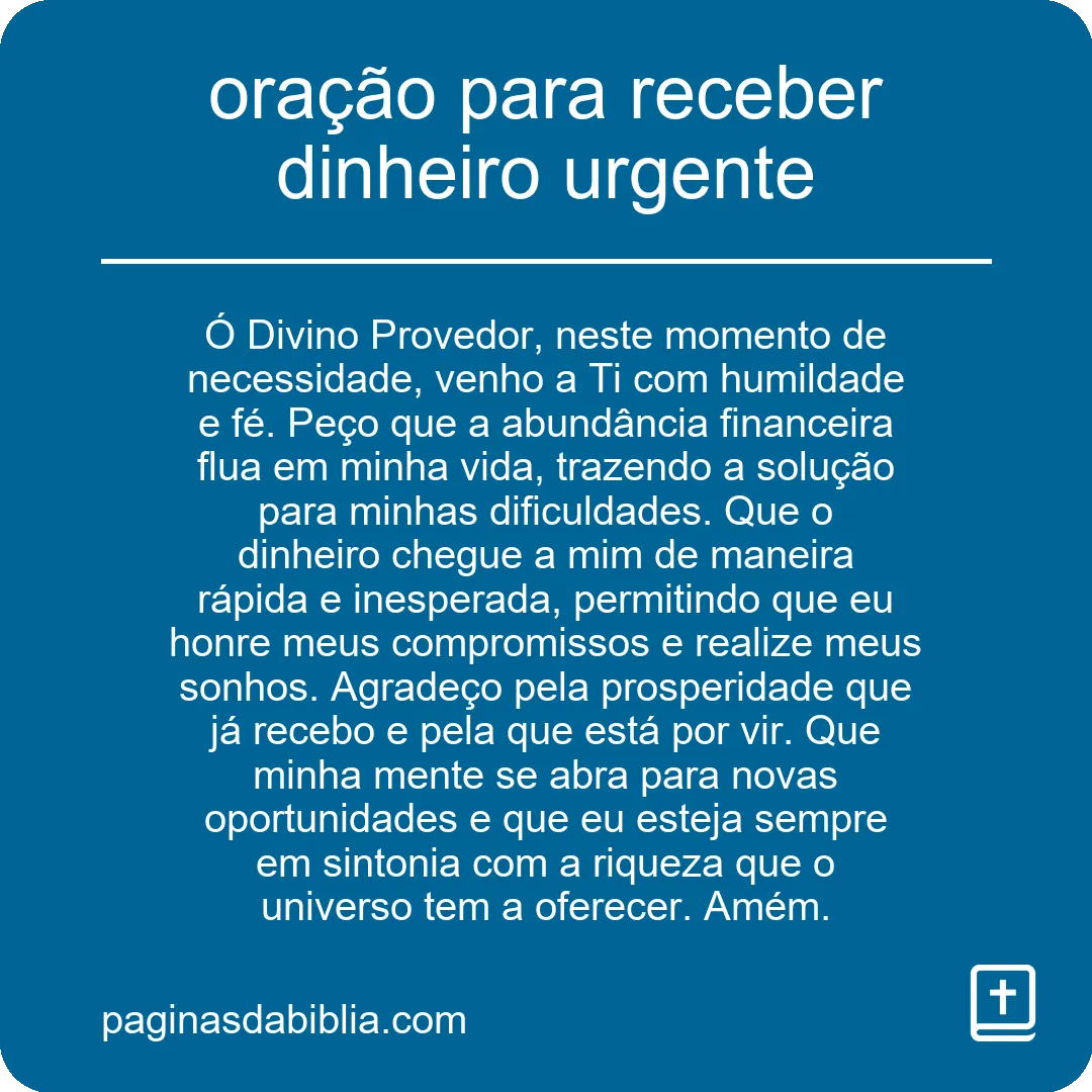 oração para receber dinheiro urgente