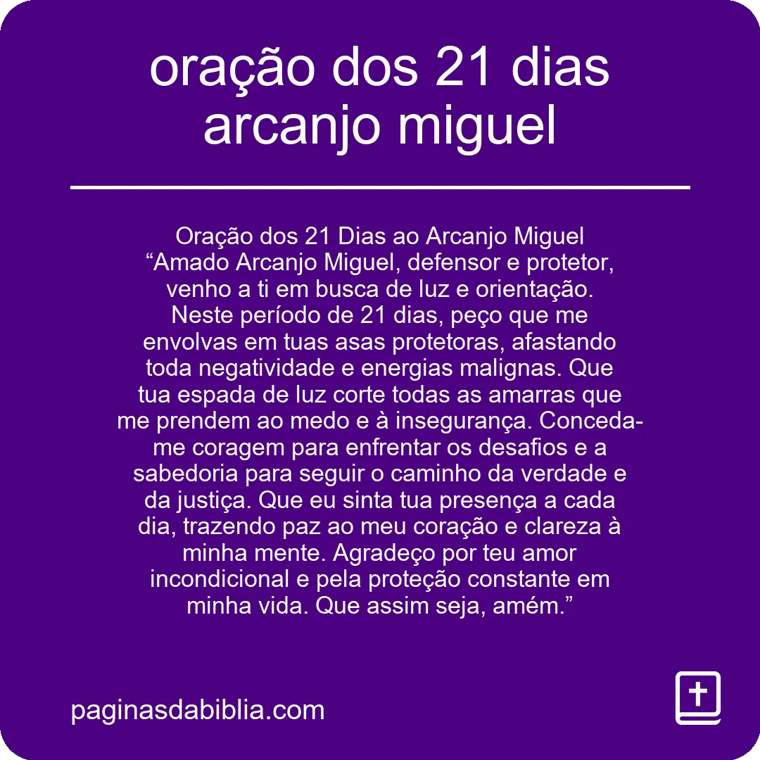 oração dos 21 dias arcanjo miguel