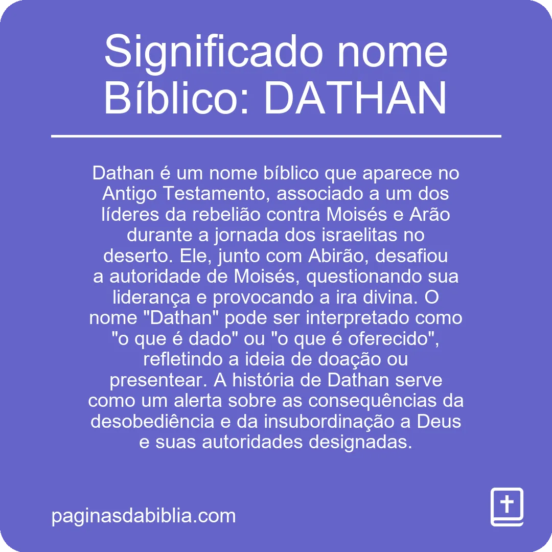 Significado nome Bíblico: DATHAN