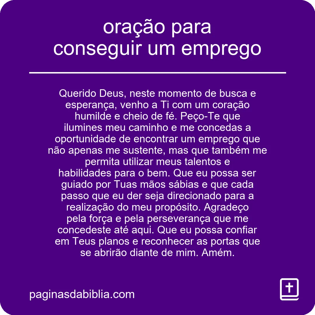 oração para conseguir um emprego