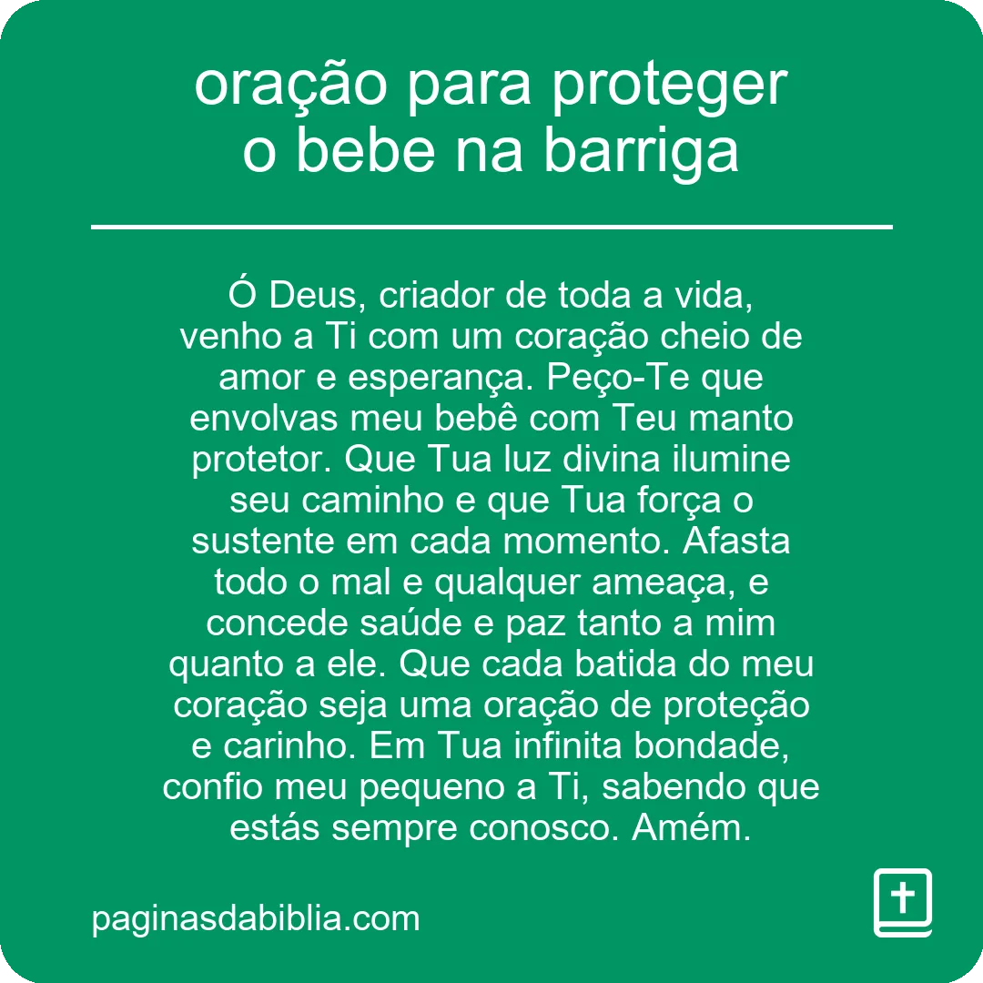 oração para proteger o bebe na barriga