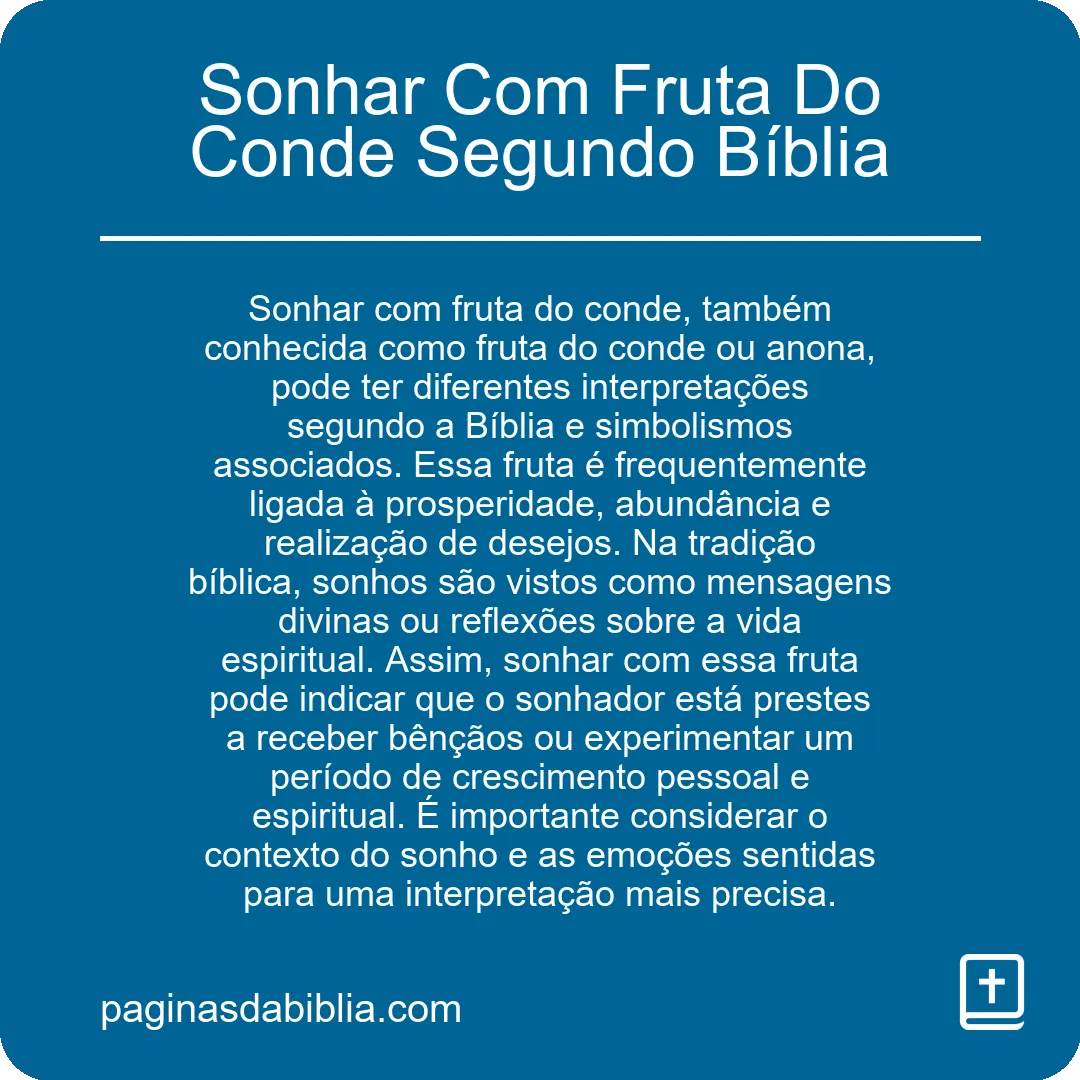 Sonhar Com Fruta Do Conde Segundo Bíblia