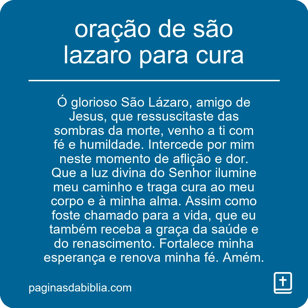 oração de são lazaro para cura