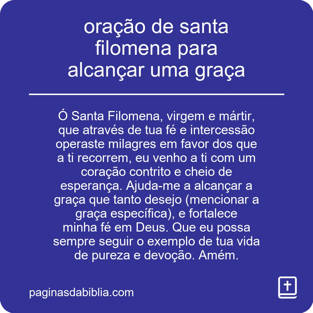 oração de santa filomena para alcançar uma graça