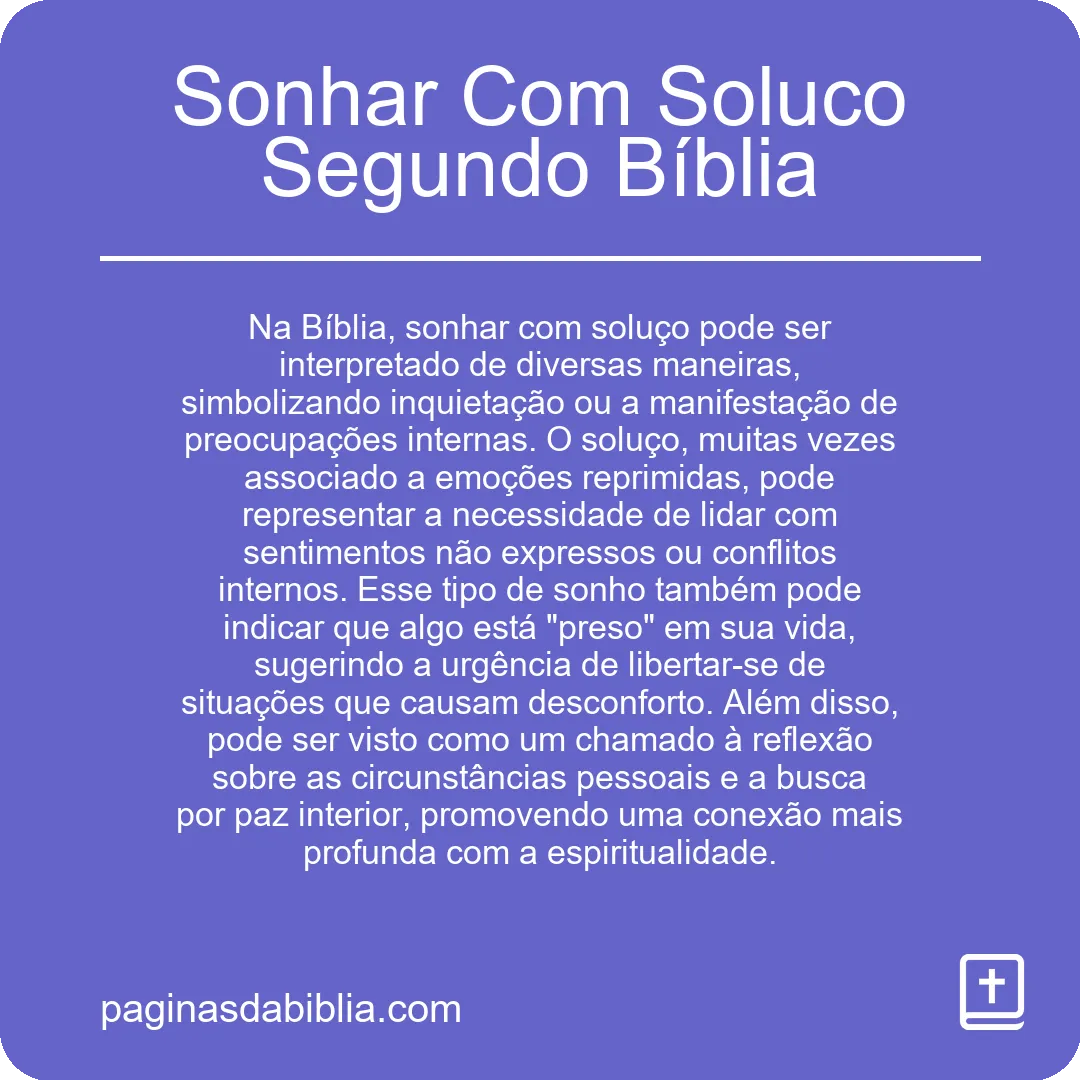 Sonhar Com Soluco Segundo Bíblia