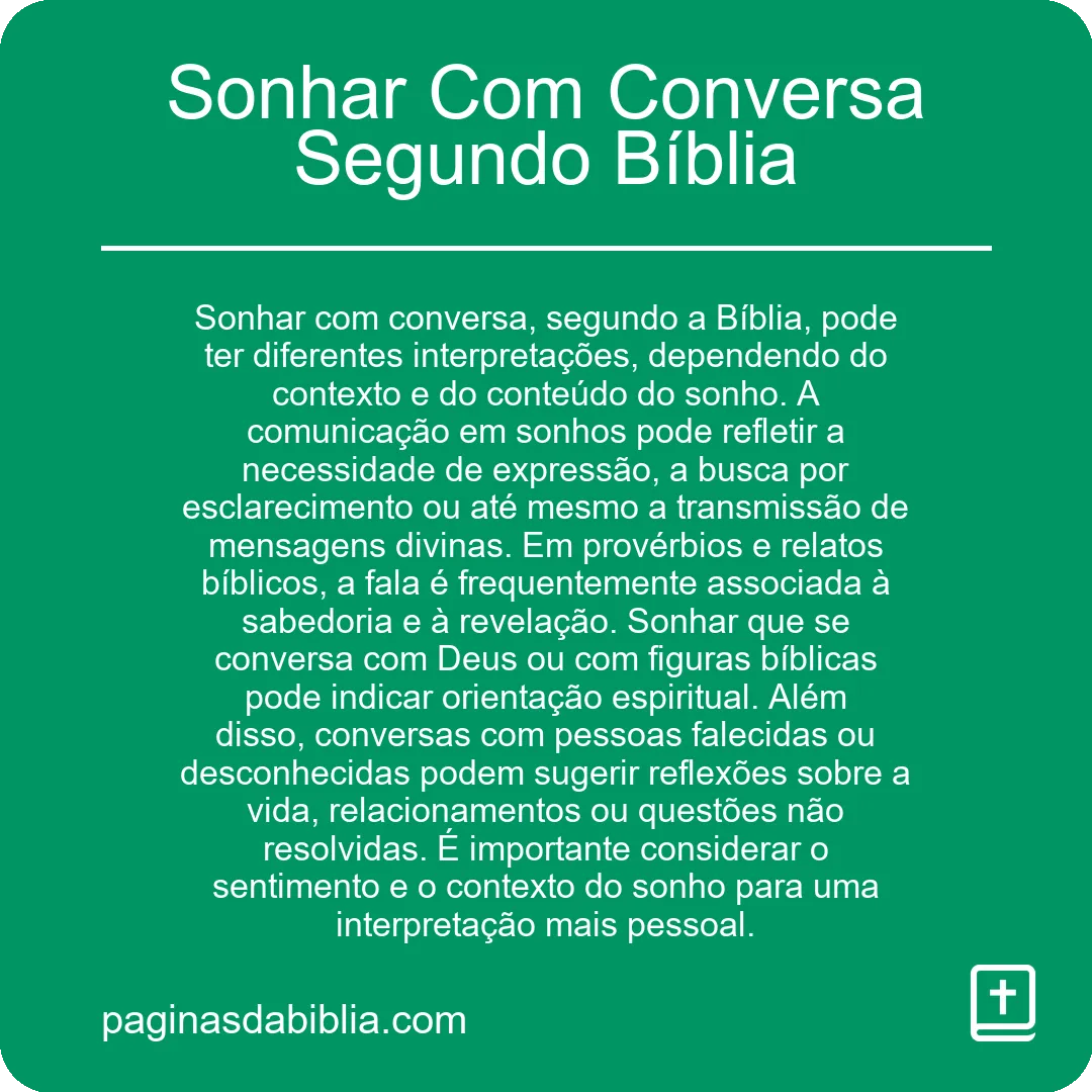 Sonhar Com Conversa Segundo Bíblia