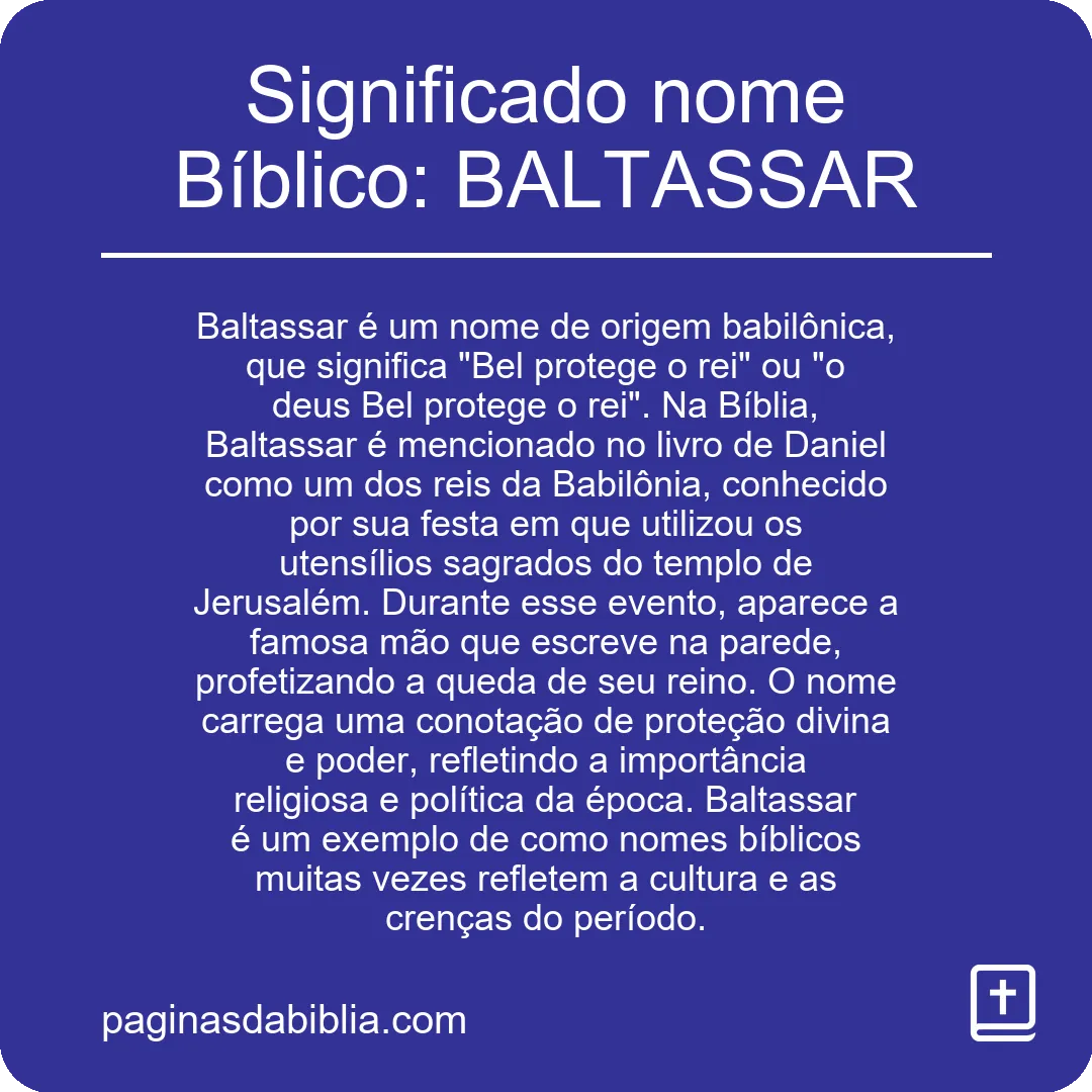 Significado nome Bíblico: BALTASSAR